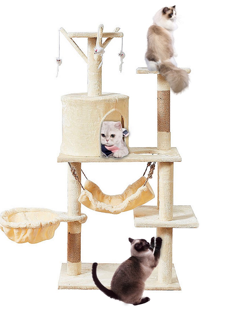 Kidle Cat Tree Cat Climbing Frame Cat House Activity Center Condo Cat Scratch Elevated - Image 1