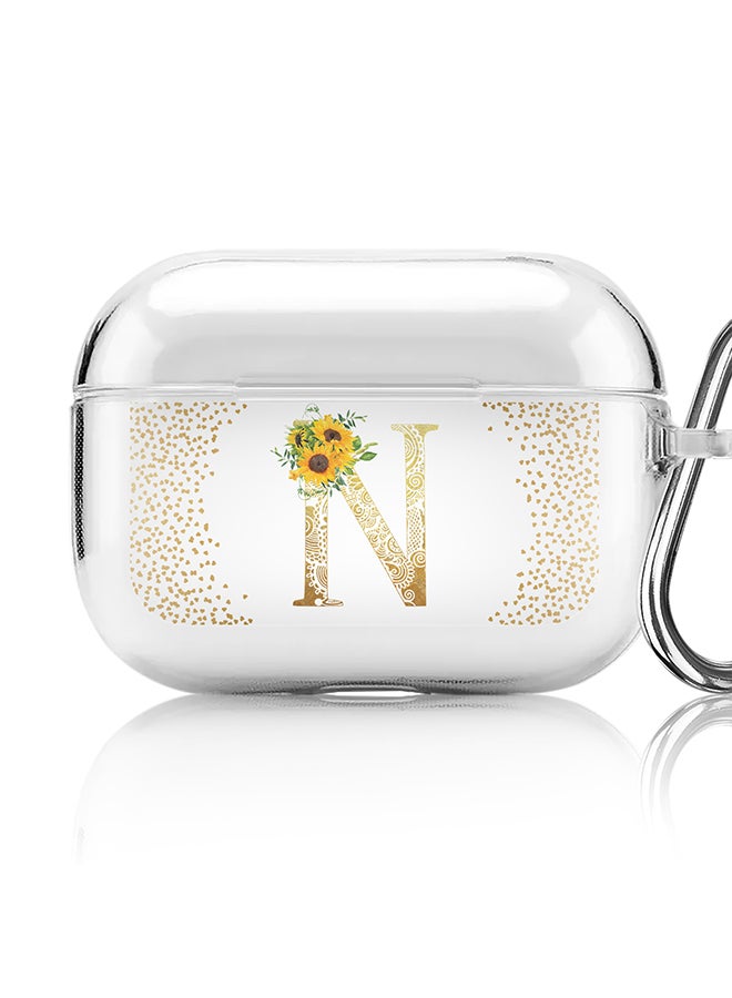 Stylizedd Classic Clear printed Case for Apple AirPods Pro 2nd Generation Thin Transparent Cover - Custom Monogram Initial Letter Mandala Floral Pattern Alphabet - N (Clear ) - Image 1