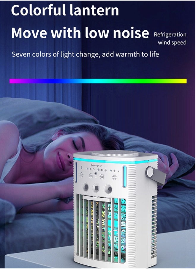 YELIN - Portable Cooling Fan Air Conditioners Portable Air Cooler With Remote,Timer Function,7-Color Night light,3-Level Mist Modes,Personal Air Conditioner For Bedroom,Office,Room,Camping - Image 1