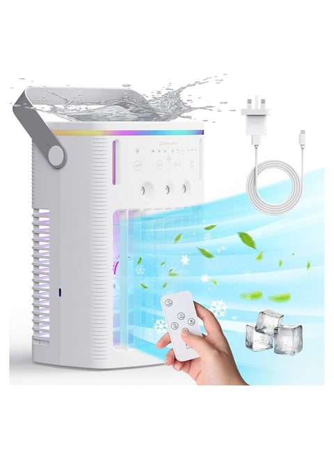Portable Cooling Fan Air Conditioners Portable Air Cooler With Remote,Timer Function,7-Color Night light,3-Level Mist Modes,Personal Air Conditioner For Bedroom,Office,Room,Camping