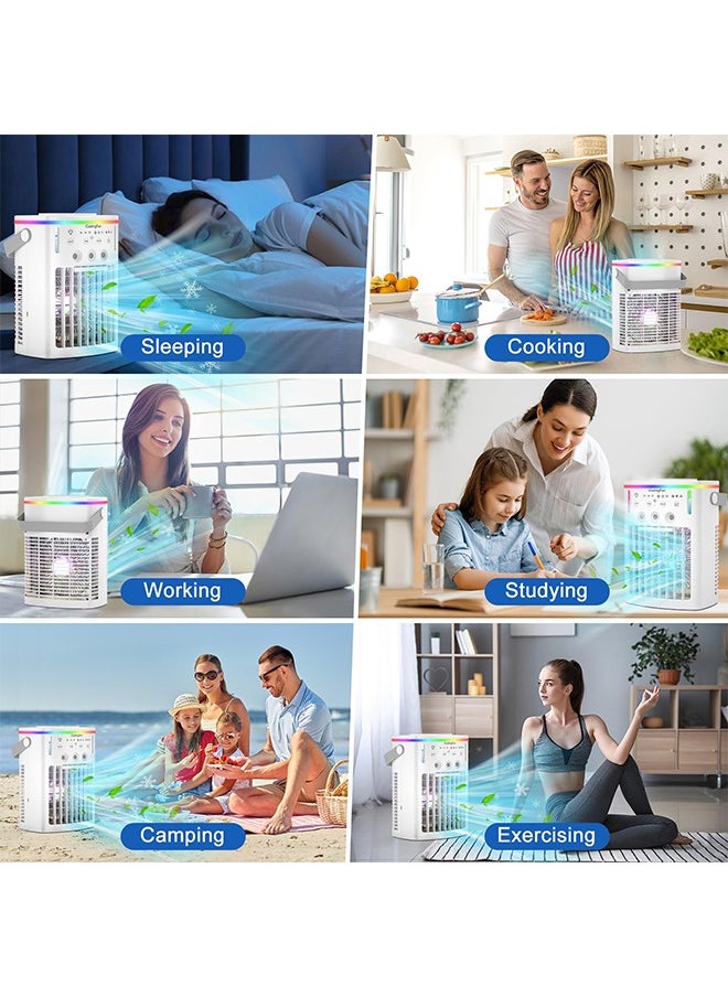 YELIN - Portable Cooling Fan Air Conditioners Portable Air Cooler With Remote,Timer Function,7-Color Night light,3-Level Mist Modes,Personal Air Conditioner For Bedroom,Office,Room,Camping - Image 1
