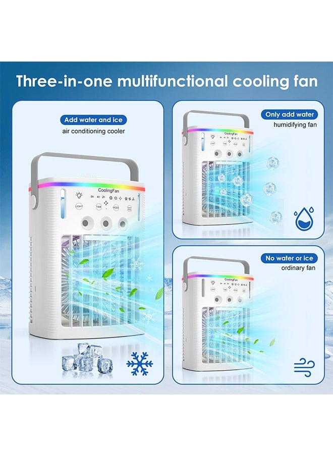 YELIN - Portable Cooling Fan Air Conditioners Portable Air Cooler With Remote,Timer Function,7-Color Night light,3-Level Mist Modes,Personal Air Conditioner For Bedroom,Office,Room,Camping - Image 1