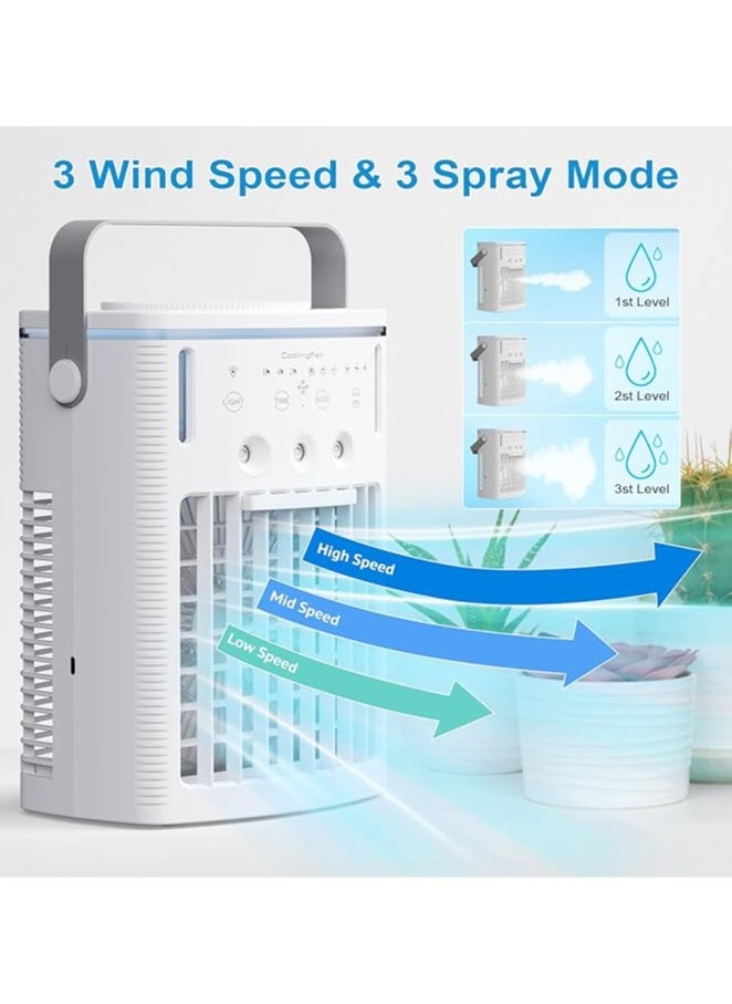YELIN - Portable Cooling Fan Air Conditioners Portable Air Cooler With Remote,Timer Function,7-Color Night light,3-Level Mist Modes,Personal Air Conditioner For Bedroom,Office,Room,Camping - Image 1