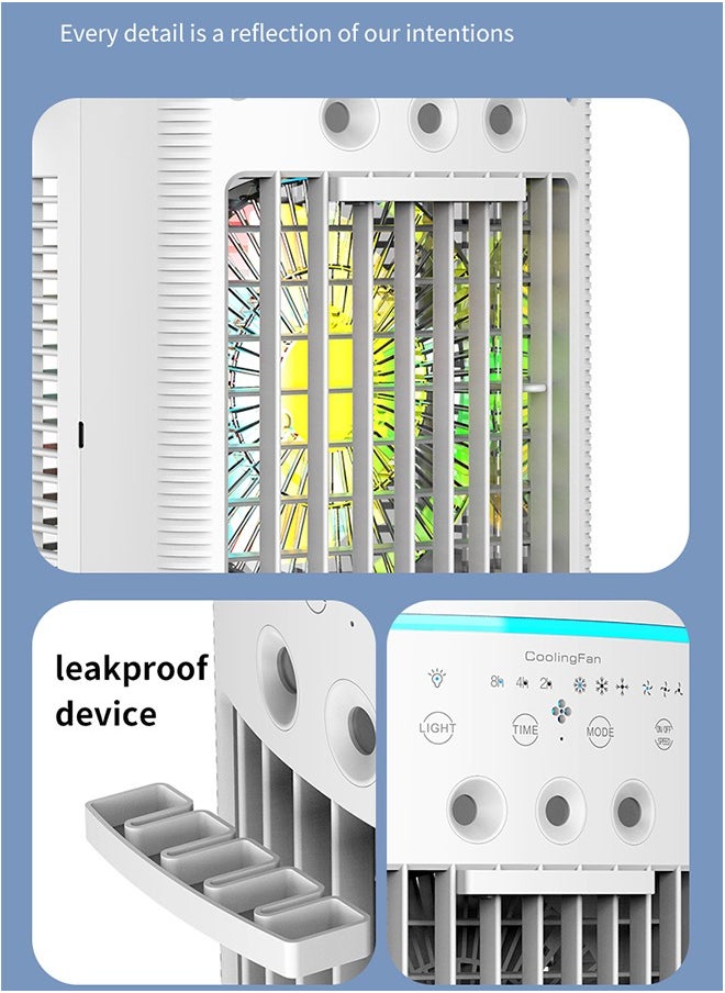 YELIN - Portable Cooling Fan Air Conditioners Portable Air Cooler With Remote,Timer Function,7-Color Night light,3-Level Mist Modes,Personal Air Conditioner For Bedroom,Office,Room,Camping - Image 1