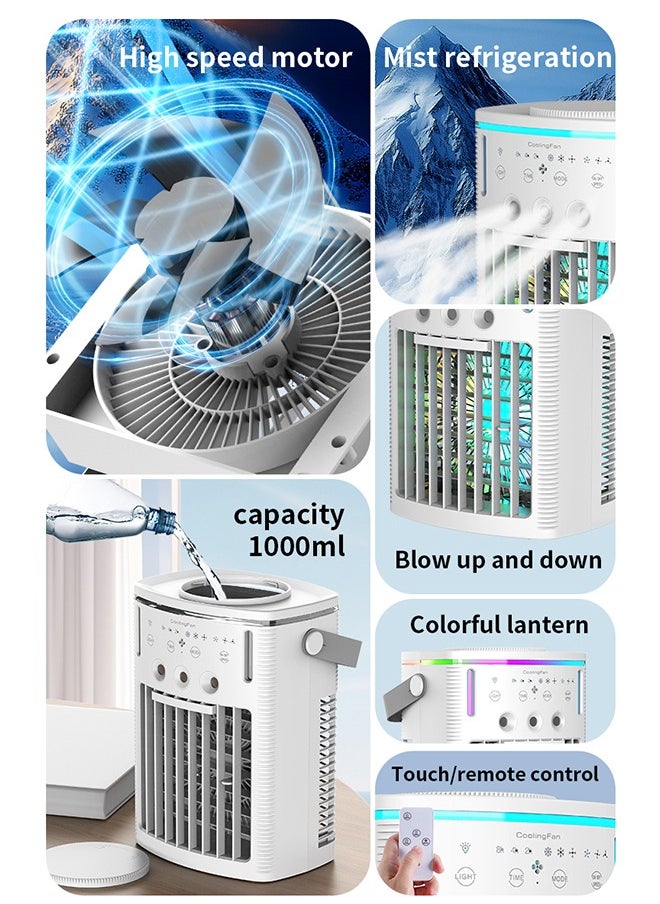YELIN - Portable Cooling Fan Air Conditioners Portable Air Cooler With Remote,Timer Function,7-Color Night light,3-Level Mist Modes,Personal Air Conditioner For Bedroom,Office,Room,Camping - Image 1