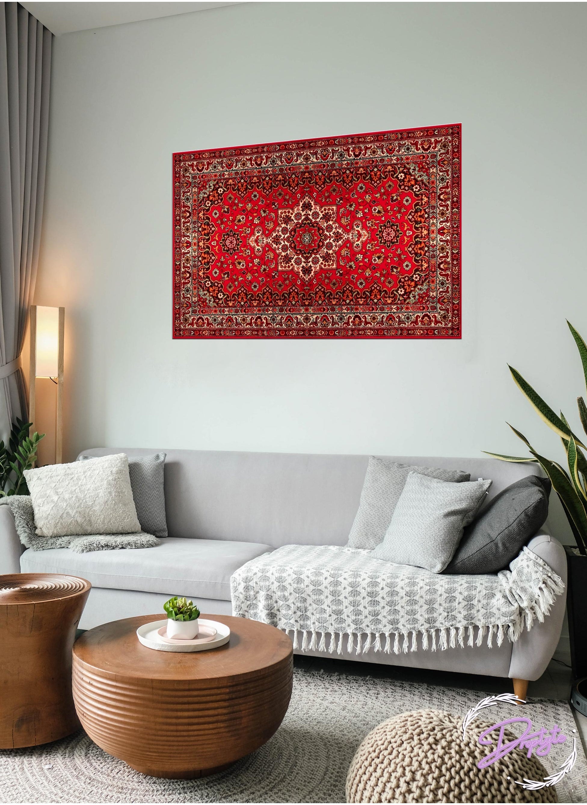 Droplyte Persian Red Carpet Pattern Texture Decorative Wall Art Wall Decor Card Board MDF Home Decor for Living Room, Drawing Room, Office Room and Bedroom 60CM x 40CM 