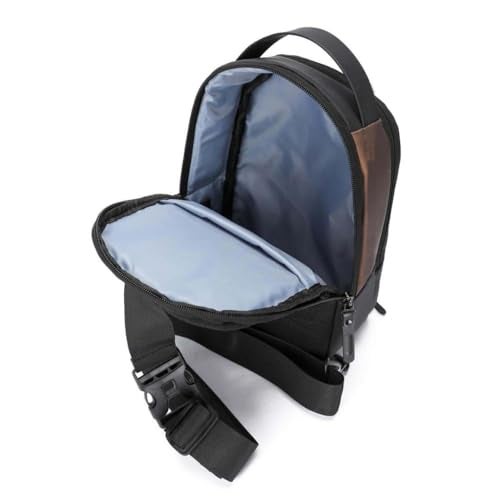 TS WITH TECHSUN Waterproof Messenger Crossbody Sling Shoulder Backpack Daypack, Anti-Theft Chest Bags With Usb Port For Casual Travel Hiking Outdoor Sports, Men & Women, Black&Golden - Image 2