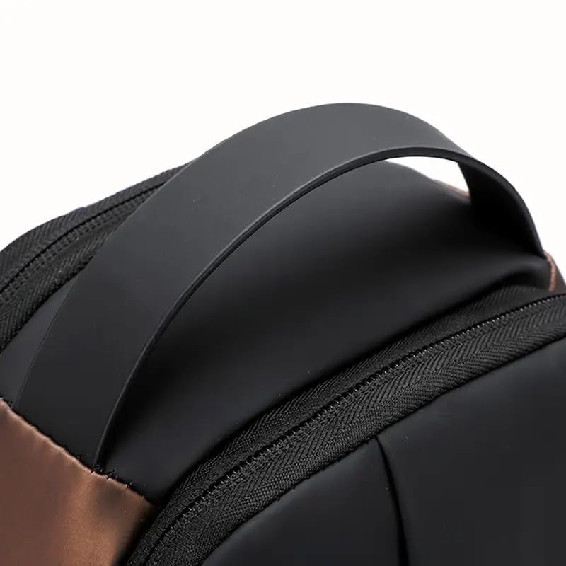 TS WITH TECHSUN Waterproof Messenger Crossbody Sling Shoulder Backpack Daypack, Anti-Theft Chest Bags With Usb Port For Casual Travel Hiking Outdoor Sports, Men & Women, Black&Golden - Image 3
