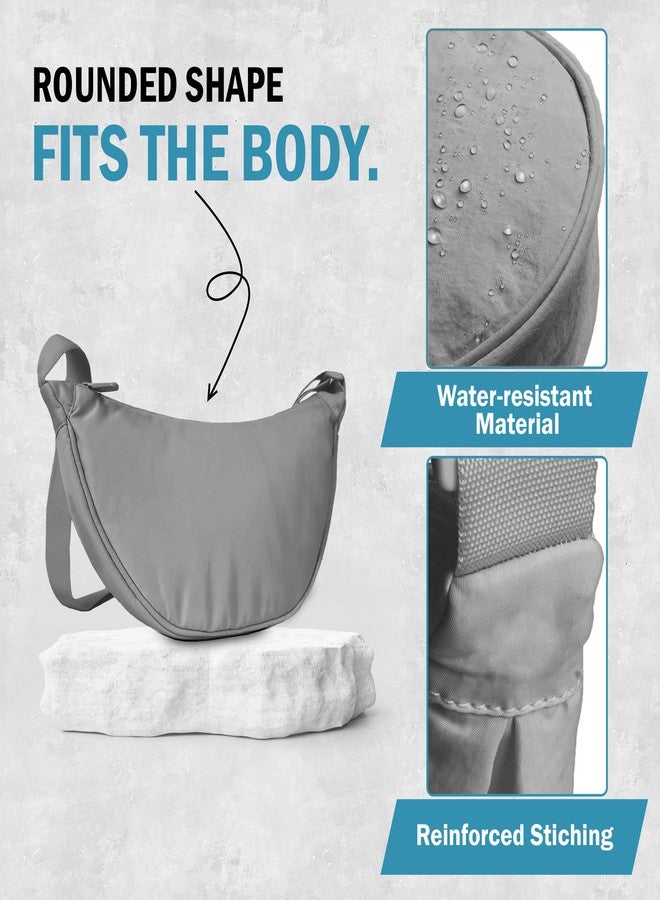 STRAPVILLA Crossbody Bags for Women & Men | Stylish Sling Bags | Side Bag for Woman | Half Moon Crossbody | Chest Bag | Waist Bag for Woman | Sling Bag for Casual & Travel - Light Grey - Image 4