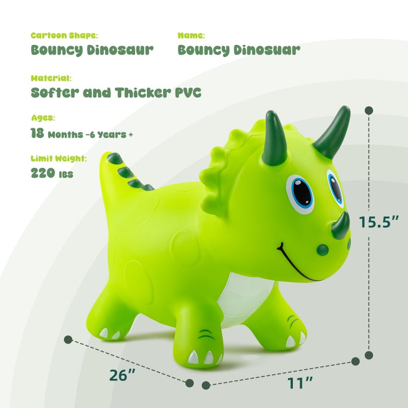 EVERICH TOY Kids Dinosaur Bouncy Animal Toys Inflatable Triceratops Bouncer Ride on Bounce Hopper Indoor Outdoor Activity Birthday Gift for 18 Months 2 3 4 Years Old Boys - Image 3