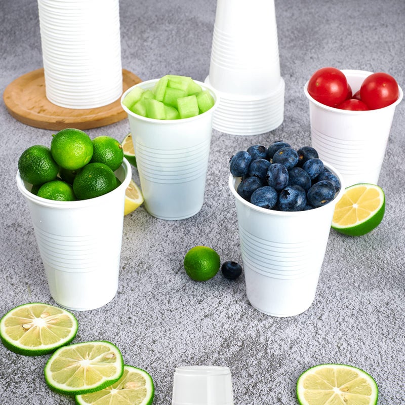 Lilymicky 500 Pack 7 oz Disposable Plastic Cups  Drinking Cups  White Party Cups for Birthday Parties  Picnics  Ceremonies  and Wedding - Image 4