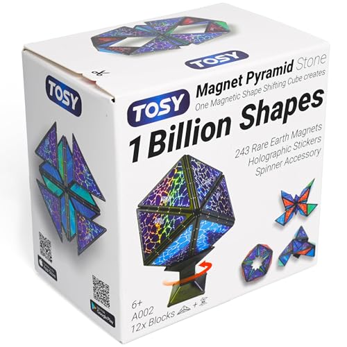 TOSY Magnet Pyramid Stone 1 Cube Transforms into 1 Billion Shapes Bunny Egg Basket Flowers Heart Easter Birthday Gift 12 pcs 243 Magnets Holographic Design PuzzleSTEM Toy - Image 1
