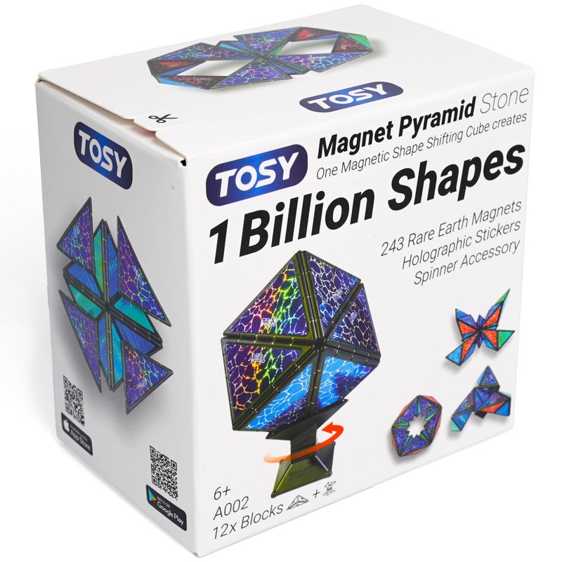 TOSY Magnet Pyramid Stone 1 Cube Transforms into 1 Billion Shapes Bunny Egg Basket Flowers Heart Easter Birthday Gift 12 pcs 243 Magnets Holographic Design PuzzleSTEM Toy - Image 2
