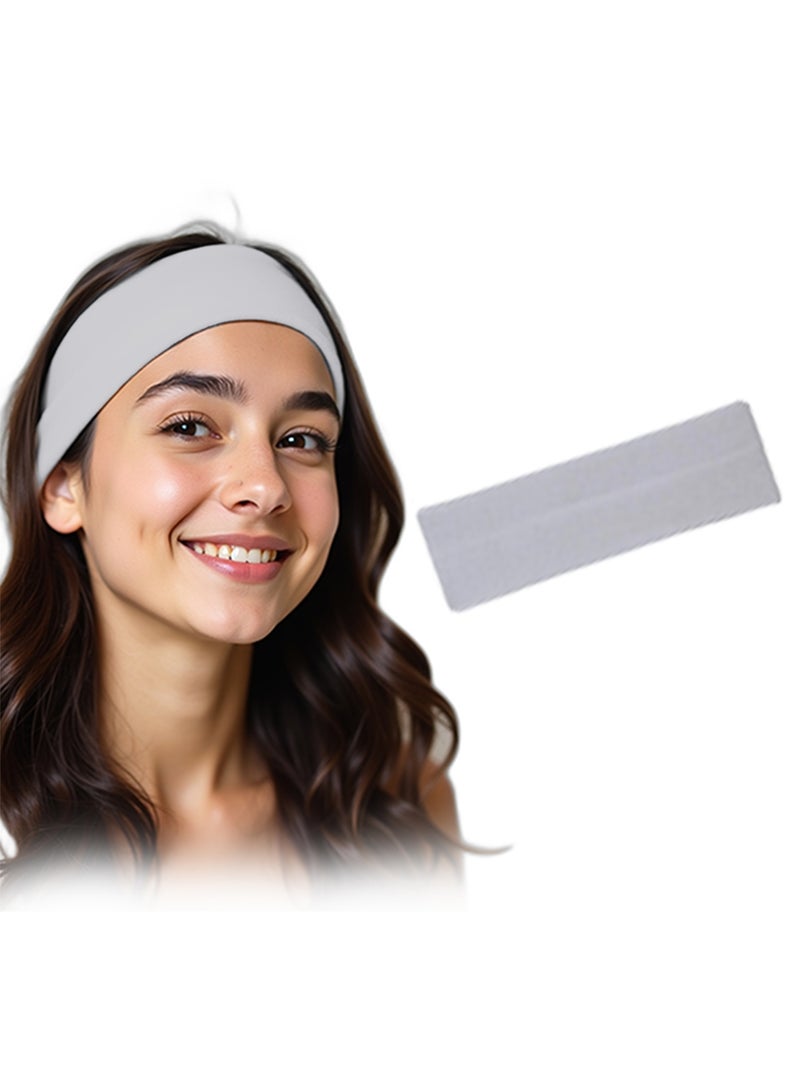 Extra Wide 7cm Plain Stretch Unisex Soft Yoga Headband (Gray) - Image 1
