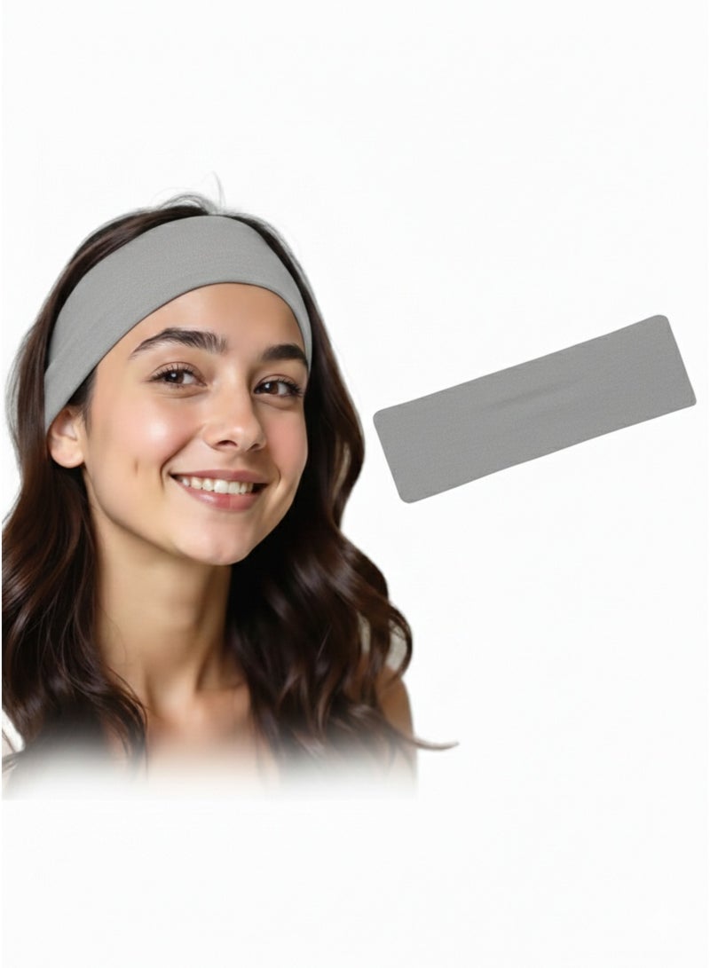 Wide Plain Stretch Unisex Soft Yoga Headband (Gray) - Image 1
