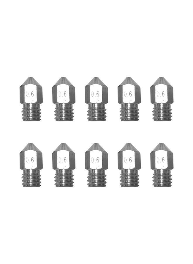 NIBEMINENT YQ-132 10-Piece Threaded Stainless Steel Nozzles Set Silver