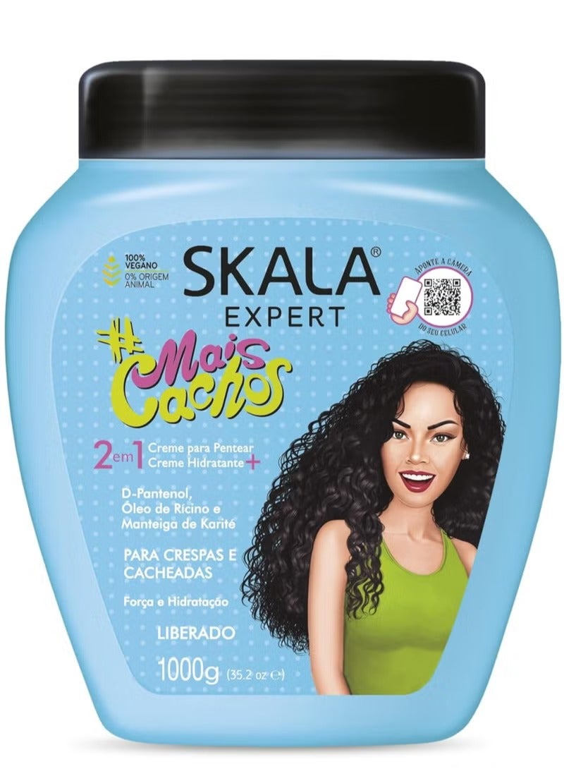 سكالا معالج ومرطب 2 في 1 ميس كاتشوس من سكالا للشعر المجعد والمموج، كريم تصفيف الشعر، عبوة أكبر وزن 1000جرام - Image 1