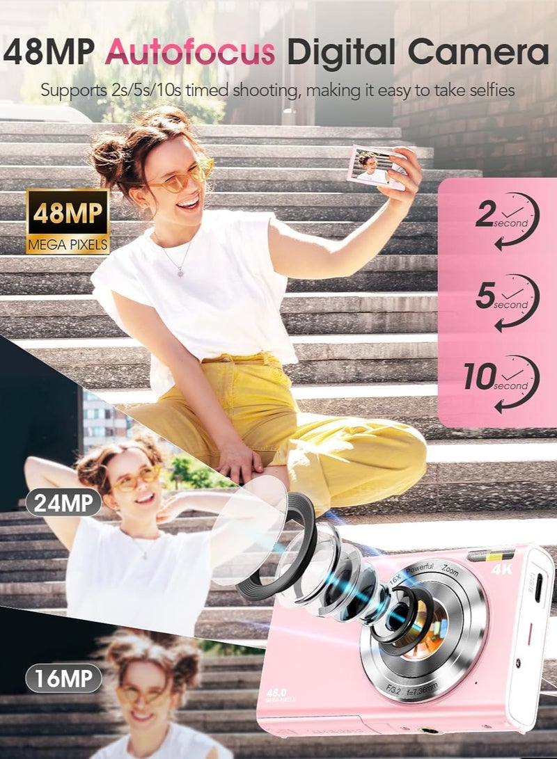 PROMAGE Digital Camera, Autofocus UHD 4K Vlogging Camera with 32GB Card, 48MP 16X Digital Zoom Digital Camera  - Image 5