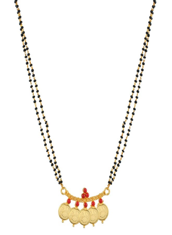 Superstore18 Gold plated Lakshmi, RUBY Cabs studded 5 Coin Laxmi Ginni Mangalsutra for Women(SST1220MSSV) - Image 2