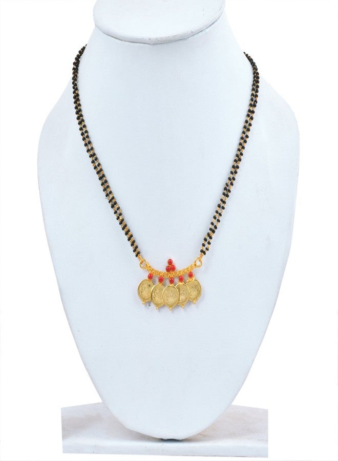 Superstore18 Gold plated Lakshmi, RUBY Cabs studded 5 Coin Laxmi Ginni Mangalsutra for Women(SST1220MSSV) - Image 3