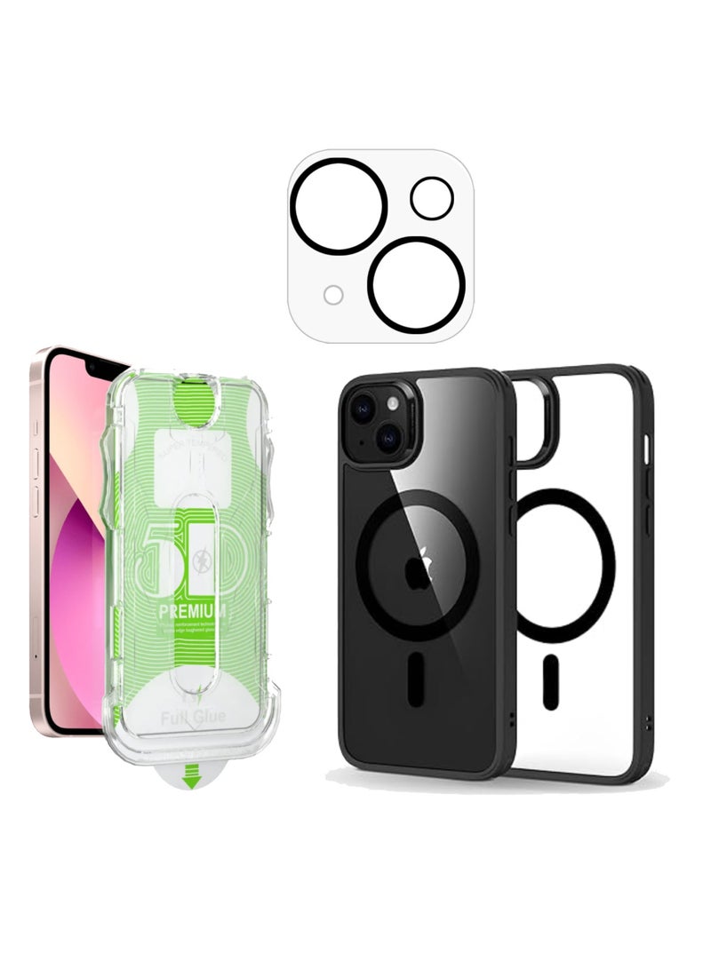 DIGI CORE 3 Pack Full Coverage iPhone 14 Plus Magsafe Case With Camera Lens For iPhone 14 Plus Screen Protector 6.7 Inch Easy Installation Kit Auto Alignment 9H Hard 99.99% HD Clear Bubble Free - Image 1