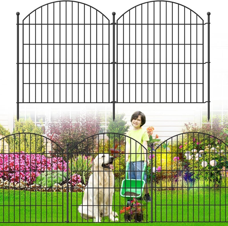 Thrivinest سياج حديقة زخرفي 32 بوصة (ارتفاع) × 24 قدم (طول)، عبوة 10 قطع، سياج بدون حفر حاجز حيوانات للكلاب، حافة سرير زهور مقوسة، سياج لوحة حدود سلكية للفناء والحديقة والديكور الخارجي - Image 1