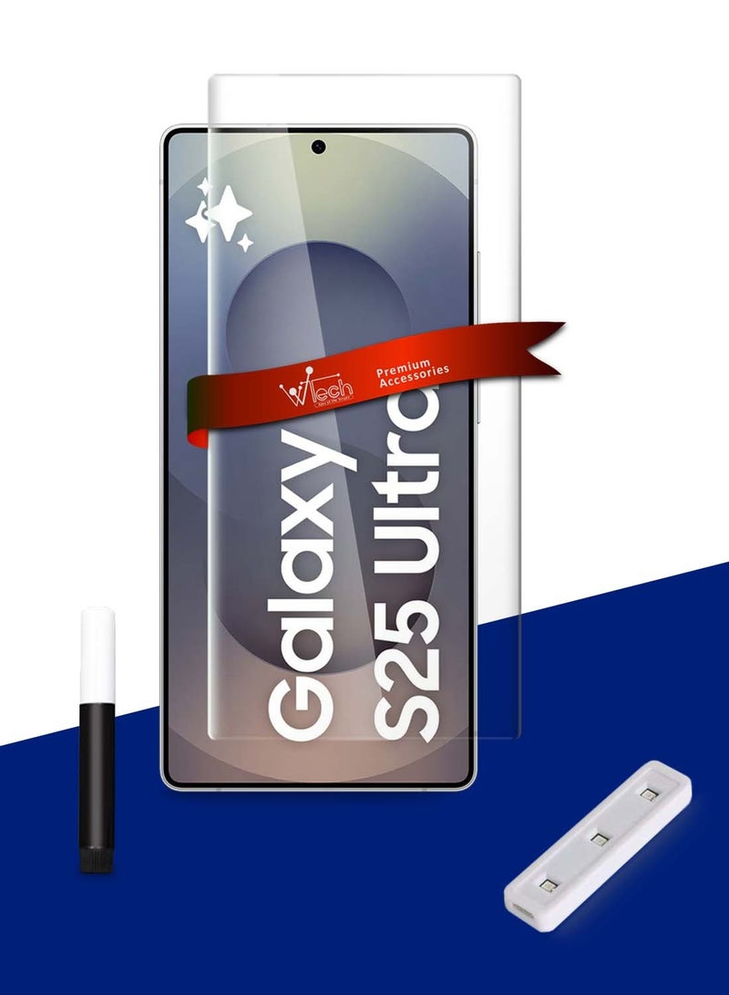 دبليو تيك سامسونج جالاكسي S25 الترا 2025 حامي شاشة زجاجي مقسى بغطاء كامل للأشعة فوق البنفسجية - شفاف - Image 1