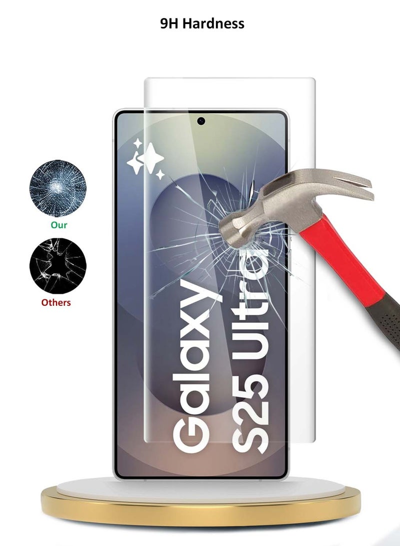 دبليو تيك سامسونج جالاكسي S25 الترا 2025 حامي شاشة زجاجي مقسى بغطاء كامل للأشعة فوق البنفسجية - شفاف - Image 3