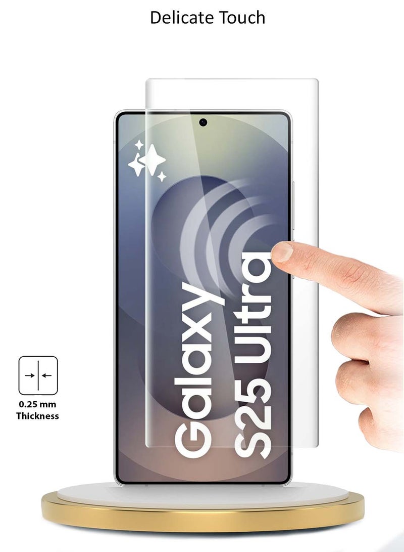 دبليو تيك سامسونج جالاكسي S25 الترا 2025 حامي شاشة زجاجي مقسى بغطاء كامل للأشعة فوق البنفسجية - شفاف - Image 4