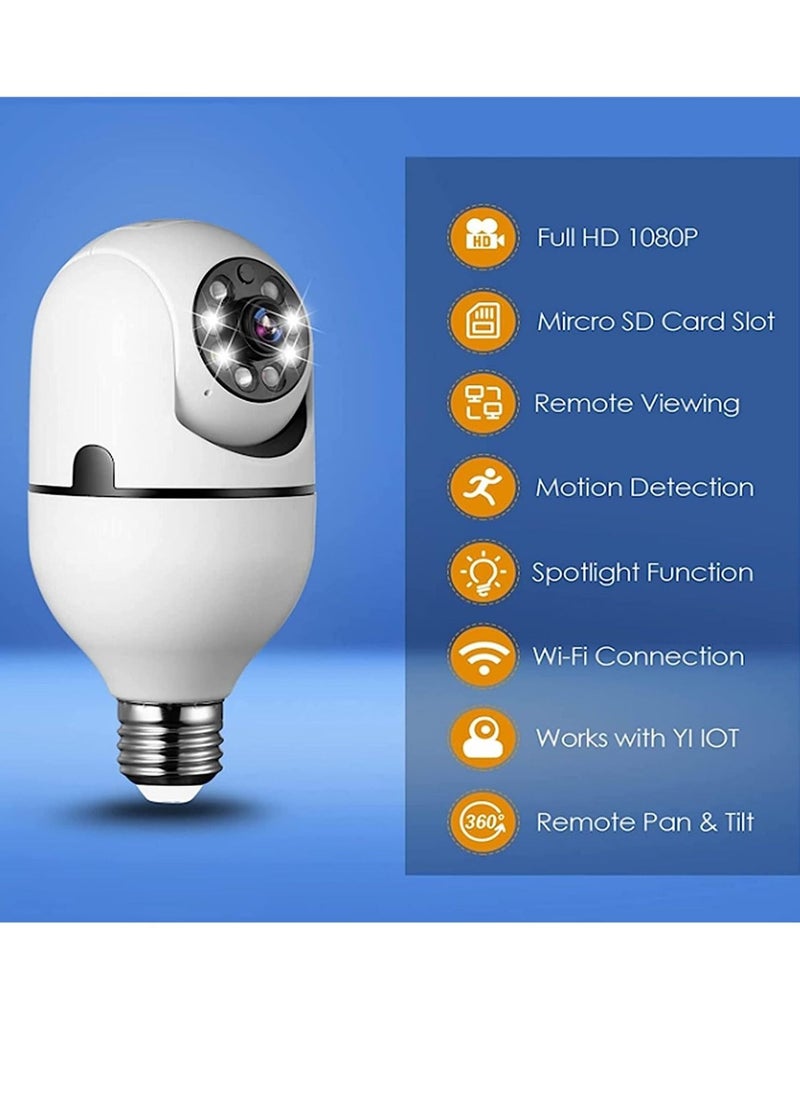ELTRAZONE - Pan Tilt Security Light Camera V380 130W dpi Smart Wireless WIFI Full Color Bulb Camera 2.4Ghz 360 Degree E27 Panoramic IP Camera - Image 1