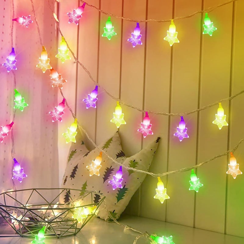 Gesto Serial String Lights - 14 LED Crystal Star, 10 Feet Multicolor Fairy Lights for Home,Mandir,Pooja Room, Deepawali & Diwali Decoration, Christmas Tree Decoration,Festival Decorative Lights - Image 4