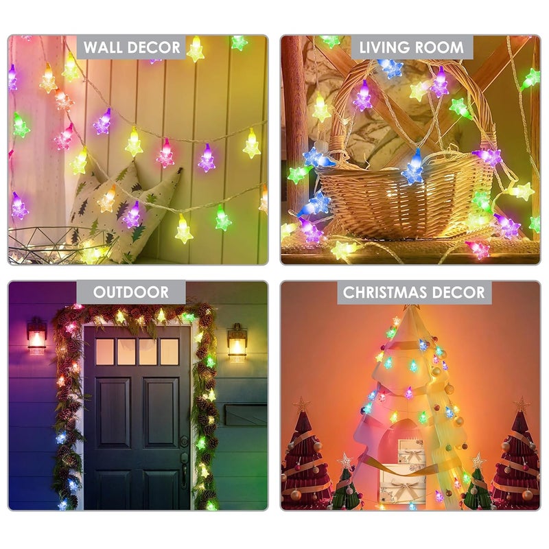 Gesto Serial String Lights - 14 LED Crystal Star, 10 Feet Multicolor Fairy Lights for Home,Mandir,Pooja Room, Deepawali & Diwali Decoration, Christmas Tree Decoration,Festival Decorative Lights - Image 2