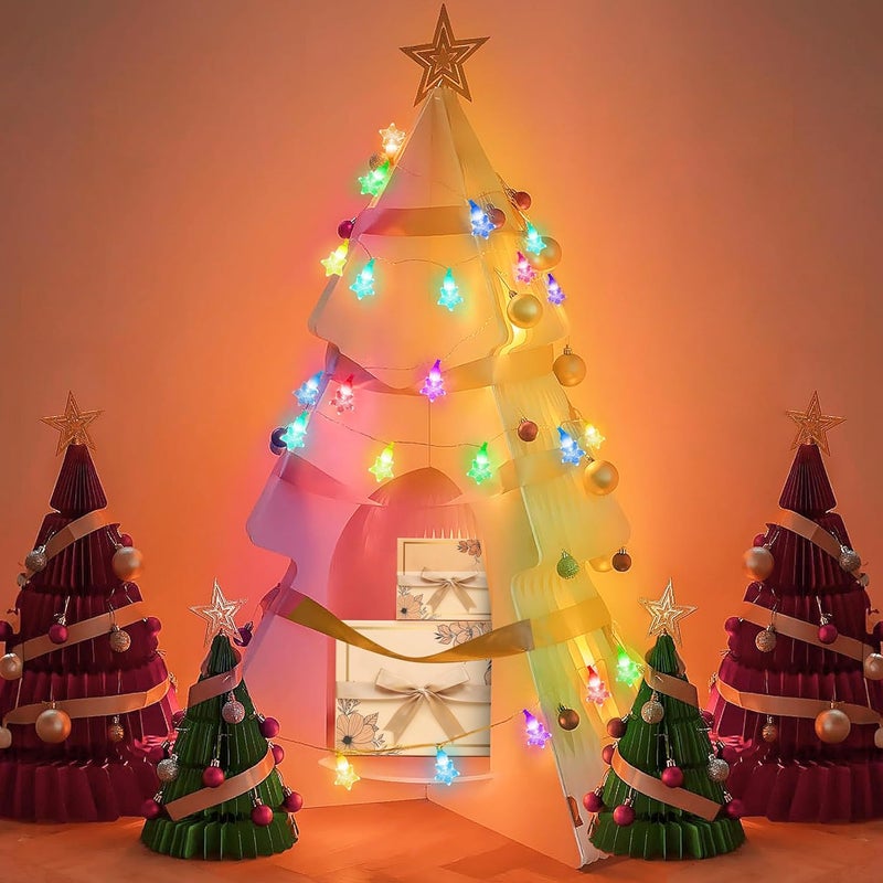 Gesto Serial String Lights - 14 LED Crystal Star, 10 Feet Multicolor Fairy Lights for Home,Mandir,Pooja Room, Deepawali & Diwali Decoration, Christmas Tree Decoration,Festival Decorative Lights - Image 3