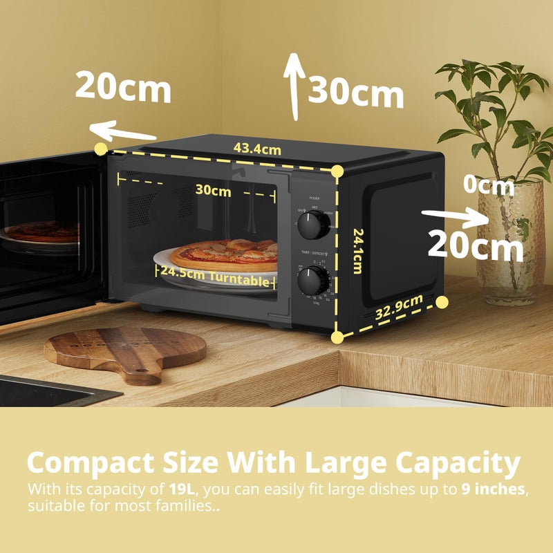 COMFEE' 19L 700W Black and Mirror Mini Microwave Oven, Compact Design, InverTech and Quick Defrost Function, 5 Cooking Power Levels with Kitchen Manual Timer - Mirror Design CMO-MP012ND(MB) - Image 3