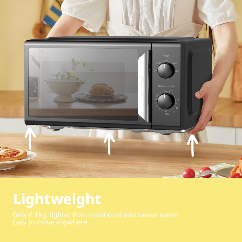 COMFEE' 19L 700W Black and Mirror Mini Microwave Oven, Compact Design, InverTech and Quick Defrost Function, 5 Cooking Power Levels with Kitchen Manual Timer - Mirror Design CMO-MP012ND(MB) - Image 2