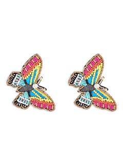 Multicolor Beaded Contemporary Butterfly Studs Earring For Women Zpfk14364