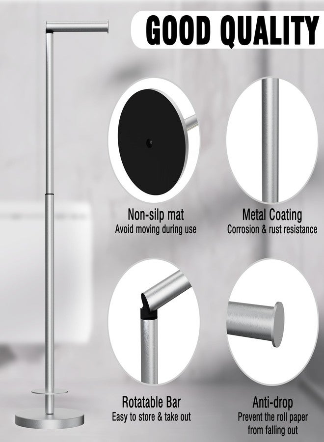 MIROAMZ Toilet Paper Holder Stand 1 pc, Height Adjustable, Reserve Tissue for 6 Spare Rolls, Bathroom Storage, Rustproof with SUS304 Stainless Steel (Brushed Nickel) - Image 4