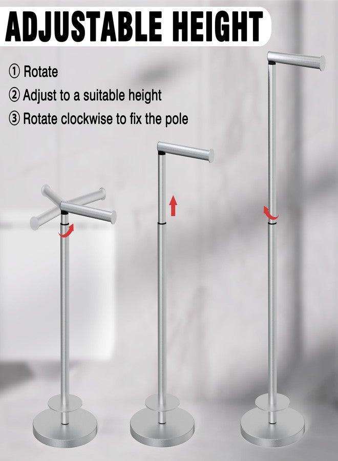 MIROAMZ Toilet Paper Holder Stand 1 pc, Height Adjustable, Reserve Tissue for 6 Spare Rolls, Bathroom Storage, Rustproof with SUS304 Stainless Steel (Brushed Nickel) - Image 2