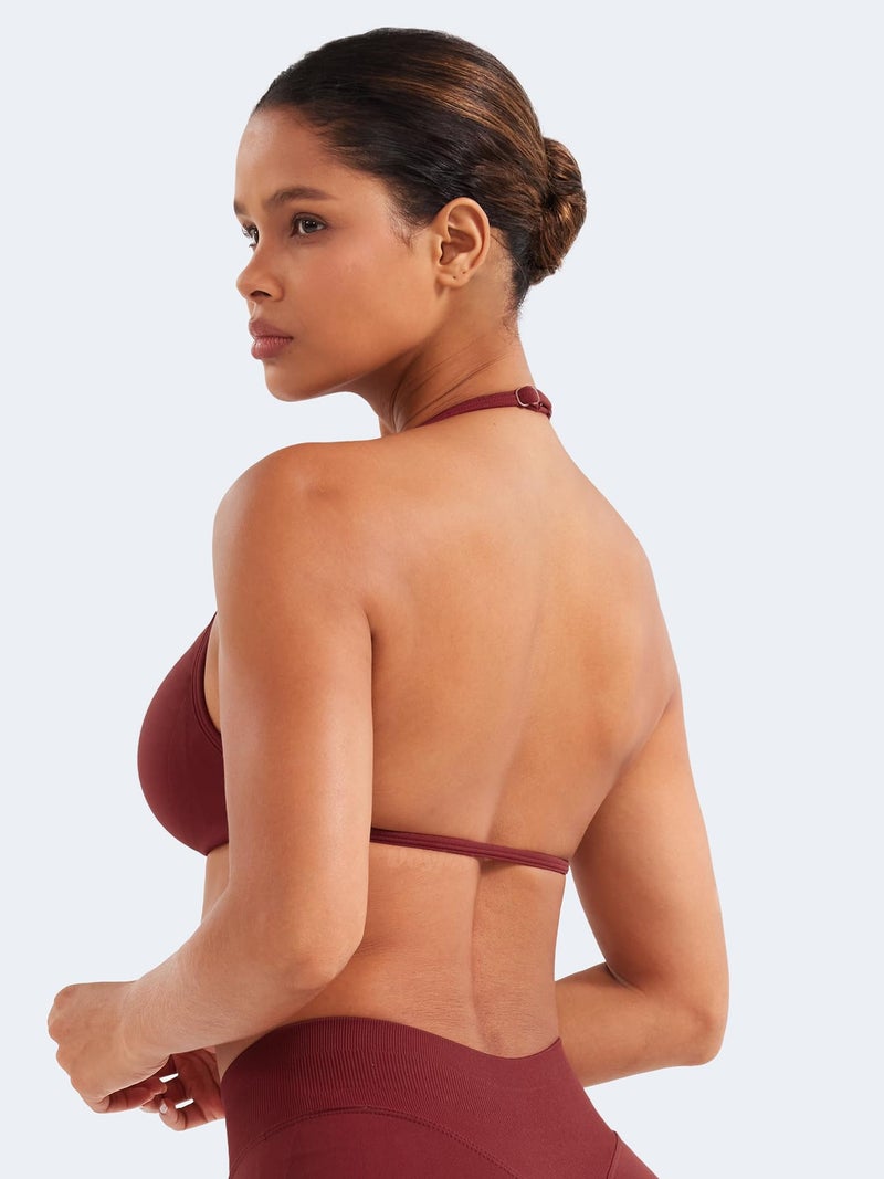 VOYJOY Impact Strappy Sports Bra Adjustable Padded Workout Gym Yoga Bra Crop Top for Women - Image 4