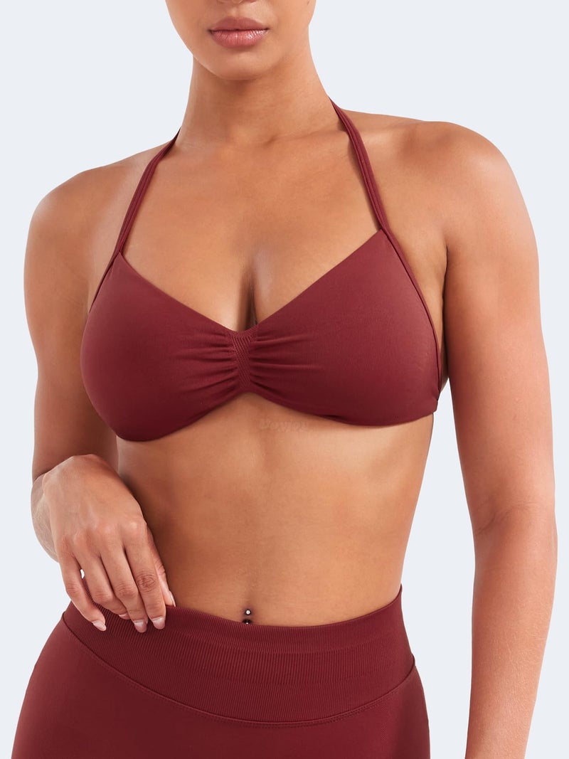 VOYJOY Impact Strappy Sports Bra Adjustable Padded Workout Gym Yoga Bra Crop Top for Women - Image 3