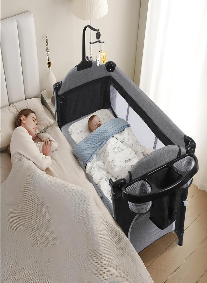 MMBABY Baby Bedside Crib,Pack and Play,Multifunction Portable Large Playard from Newborn to Toddlers,U-Shaped Diaper Changer - Image 1