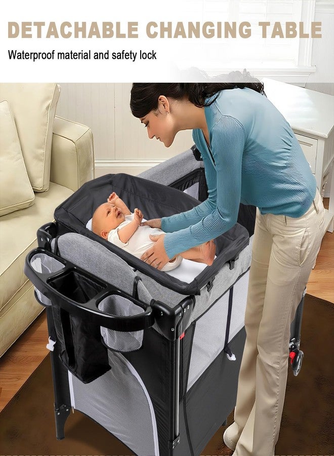 MMBABY Baby Bedside Crib,Pack and Play,Multifunction Portable Large Playard from Newborn to Toddlers,U-Shaped Diaper Changer - Image 5