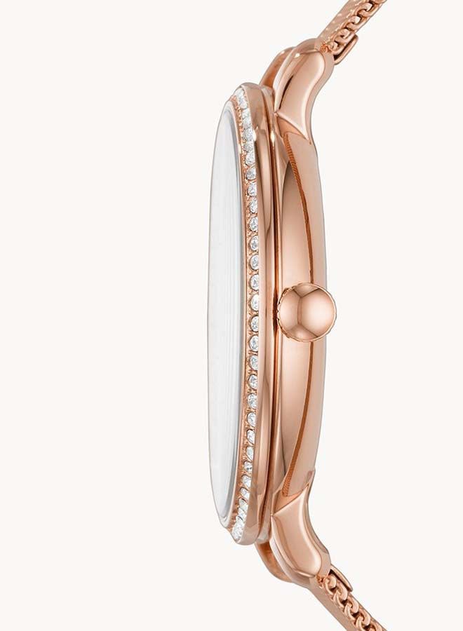 فوسيل ساعة يد بعقارب مقاومة للماء طراز ES4628 - مقاس 36 مم - لون ذهبي وردي نساء - Image 4