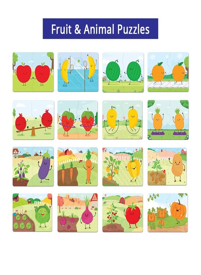 GiniMini Combo Set of 2 Jigsaw Puzzles for Kids | 2 Piece Transport, Fruits & Vegetables Puzzles | Educational Toy for Cognitive Development | Fine-Motor Skills | Age 1, 2 & Above - Image 3