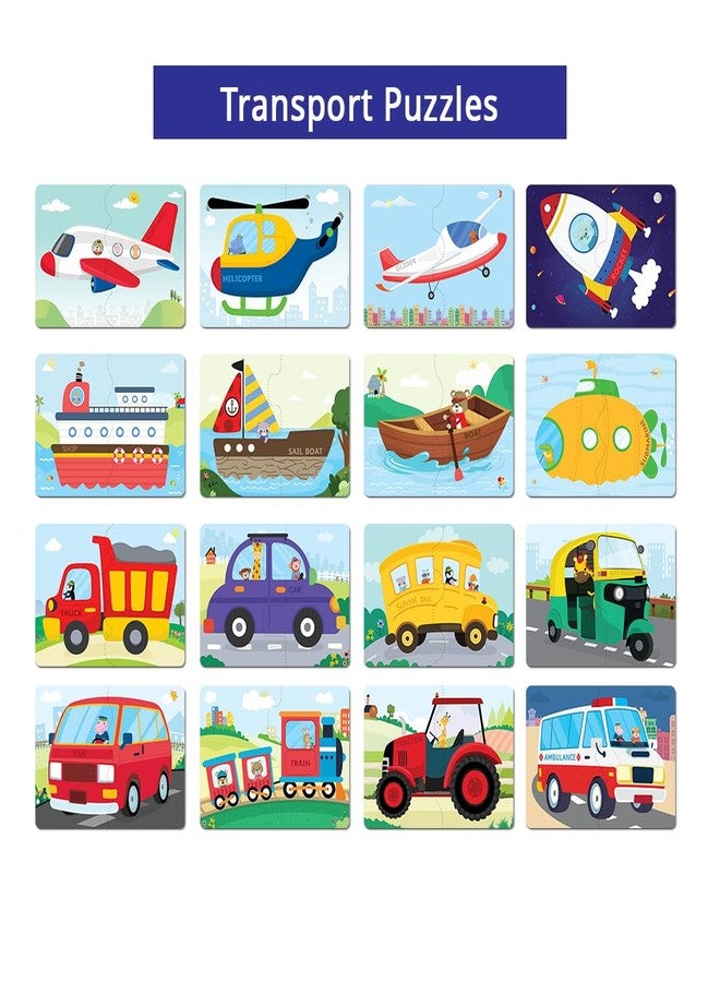 GiniMini Combo Set of 2 Jigsaw Puzzles for Kids | 2 Piece Transport, Fruits & Vegetables Puzzles | Educational Toy for Cognitive Development | Fine-Motor Skills | Age 1, 2 & Above - Image 4