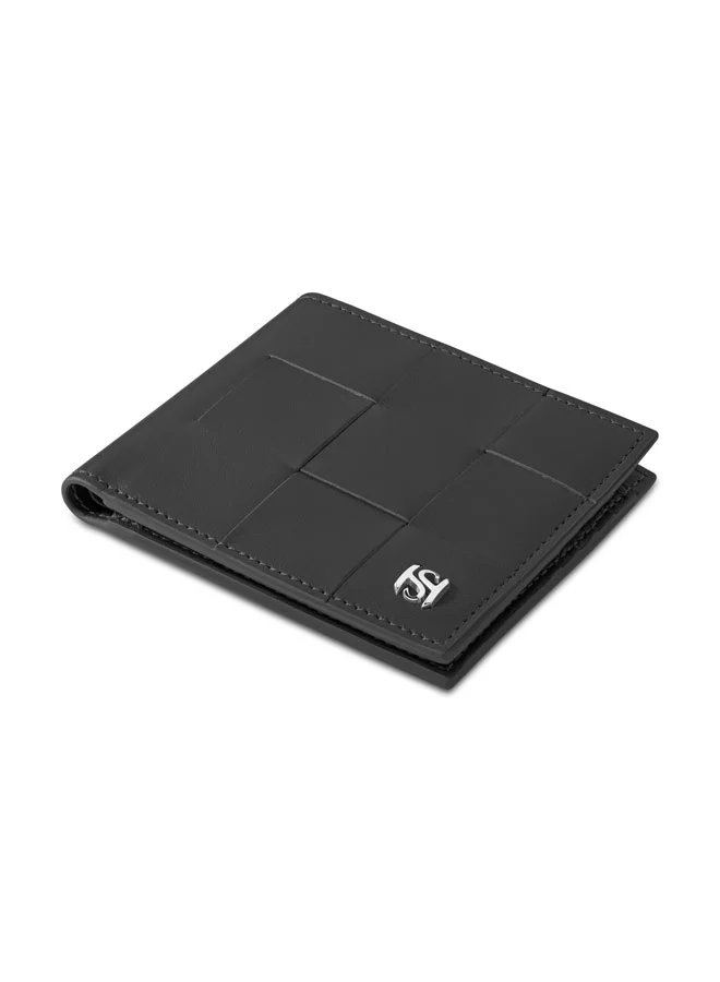 Saint Honore Paris Weaved Black Leather Wallet for Men