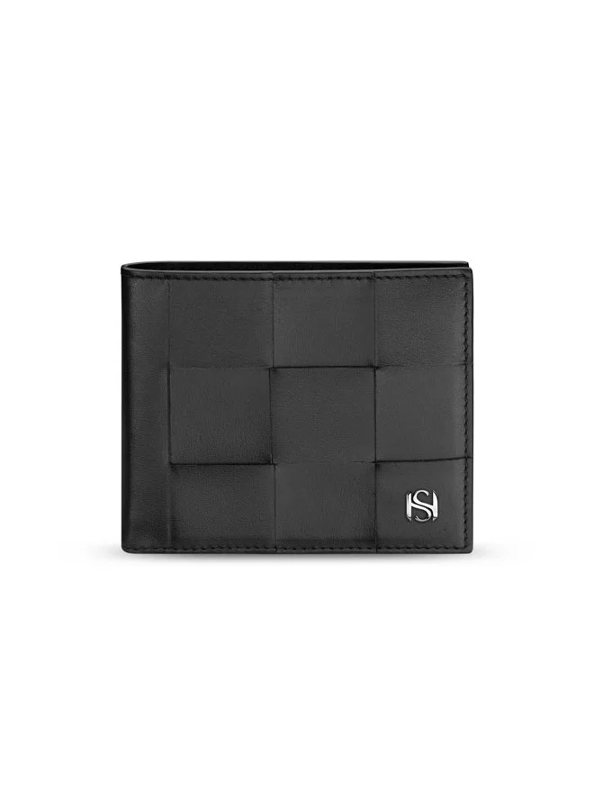 Saint Honore Paris Weaved Black Leather Wallet for Men