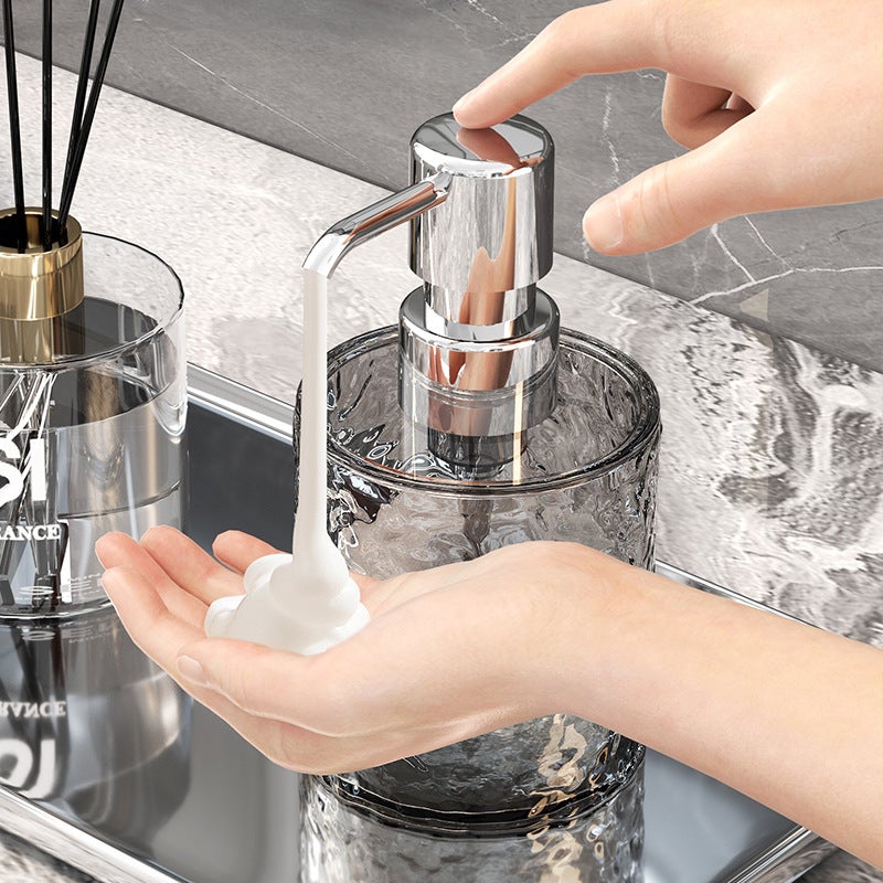 Light luxury shower gel press bottle hair conditioner bottle hand sanitizer empty replacement bottle shampoo sub-bottle high color value(Transparent gray square foaming bottle 300ML) - Image 3