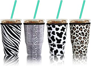 Patelai Patelai 4 Pieces Reusable Coffee Sleeve Cup Insulator for Cold Drinks Beverages and Neoprene Cup Holder for Most  - Image 1