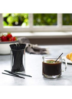 Comfy Package [1000 Count] 5 Inch Coffee & Cocktail Stirrers/Straws Disposable Plastic Sip Stir Sticks Black  - Image 2